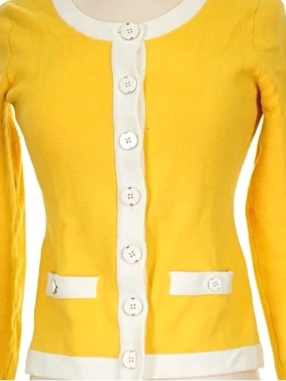 Banana Republic Yellow with White Trim Seeater and Buttons / Size Medium